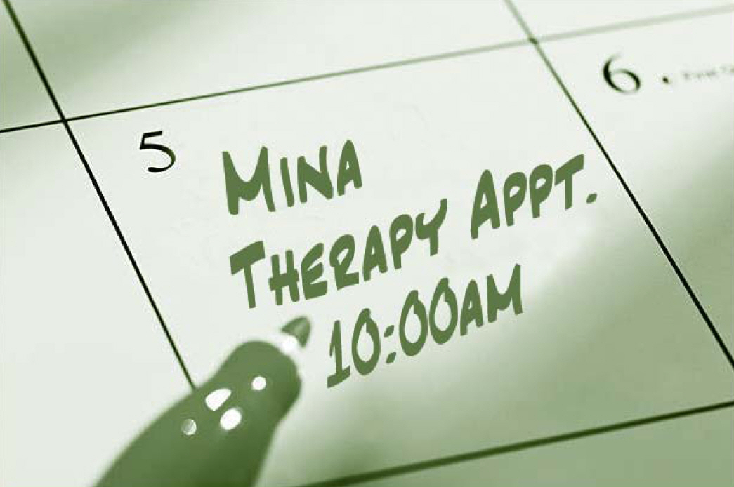 Therapy appointment marked on a calendar